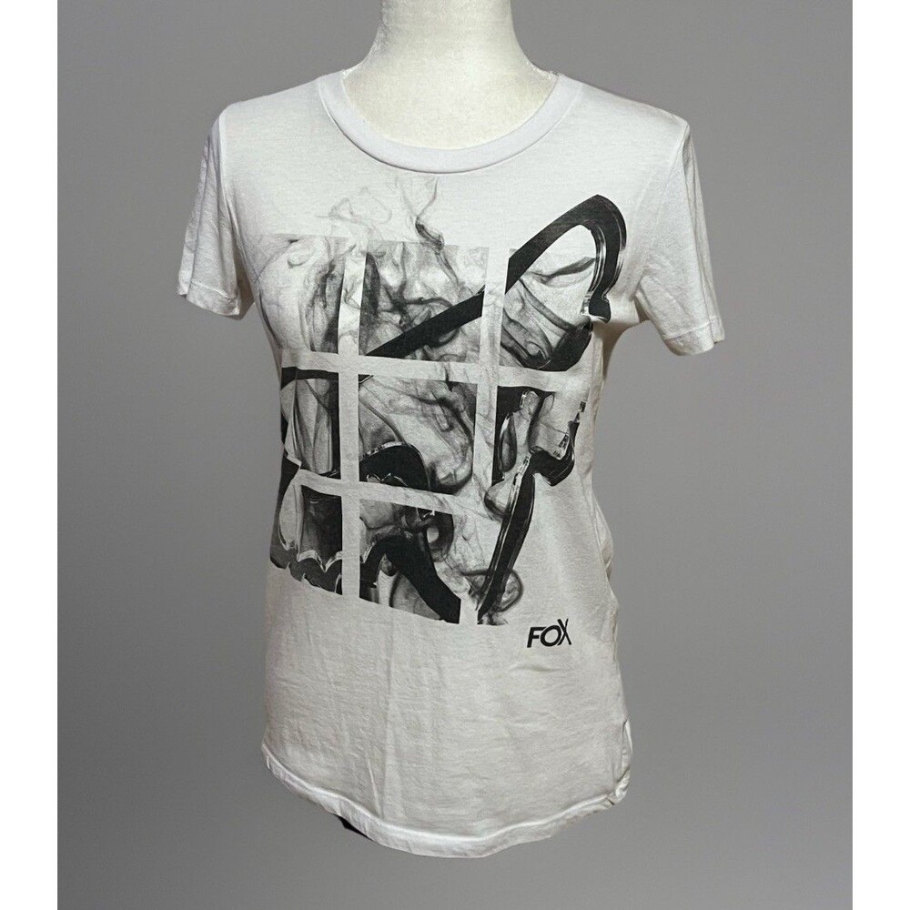 FOX Racing Fitted T-shirt Ladies Size M White Black Graphic Design Y2K - Picture 1 of 8